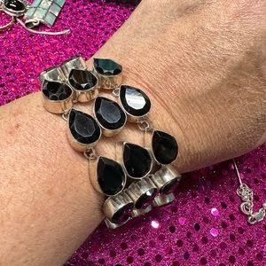 Black Onyx 925 Plate Toggle Bracelet SOLD
